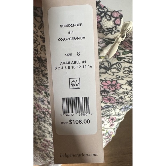 BCBGeneration Slip Dress Womens 8 Geranium Combo Floral Tulip Hem Cowl Neck - Picture 8 of 9